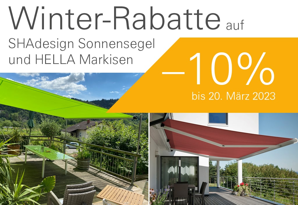 Winter-Rabatte auf Sonnensegel und Markisen
